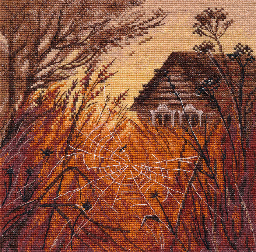 Kit de punto de cruz Oven S1667 – Landscape with a Cobweb / Kit de Punto de Cruz 18x18 cm