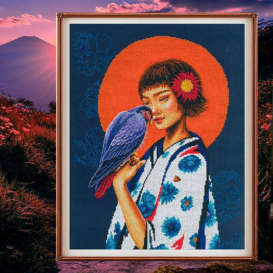 Kit de Punto de Cruz Contado "Girl, Bird, Freedom" – RTO M1072