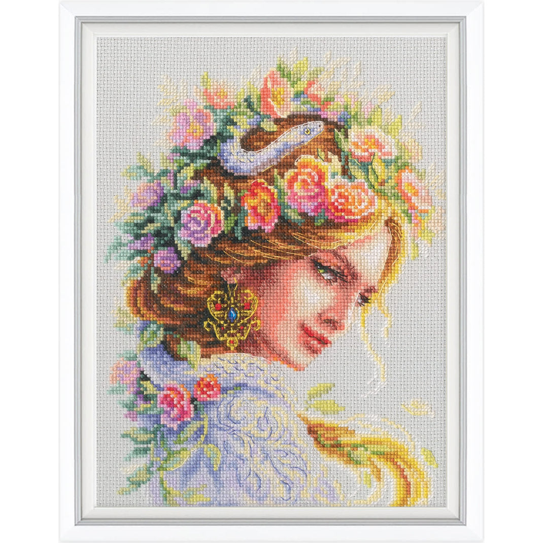 Counted Cross Stitch Kit - Woman Flowers Snake RTO M1047