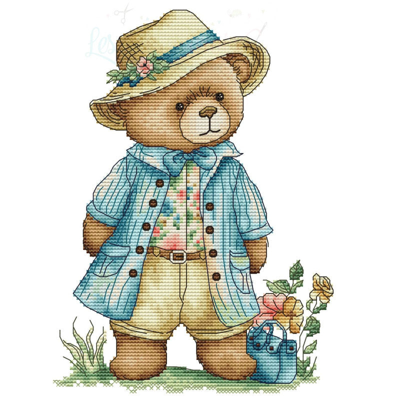 Teddy Bear in visit - Gráfico Punto de Cruz - Les Petites Croix de Lucie