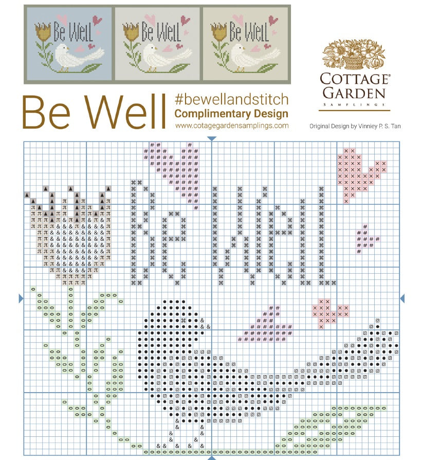 Kreuzstich-Diagramm Geschenk - Be Well - Cottage Garden Samplings