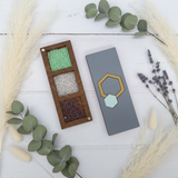 Boîte à perles en bois. Hexagone Turquoise KF027/105