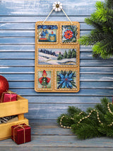 Kit de Punto de Cruz sobre Base de Madera “Winter Collage” MP Studia SO-124 – Decoración Invernal 26×17 cm