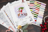 Contenido del kit de punto de cruz Luca-S Santa With Tree BU5098 con materiales completos