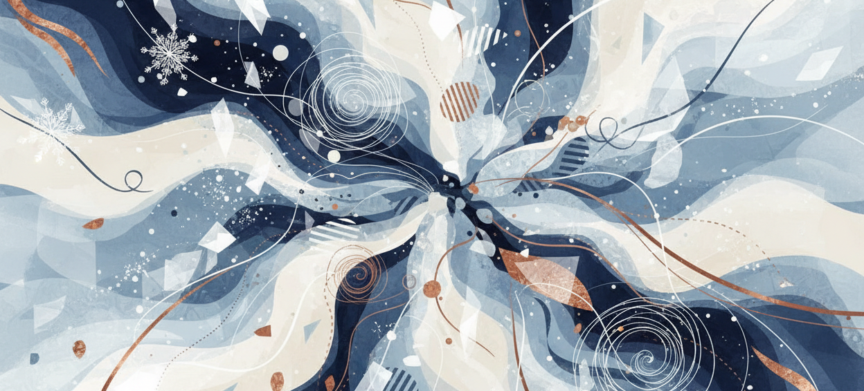 Create an image with the theme of winter, sales, handmade and winter. abstraction