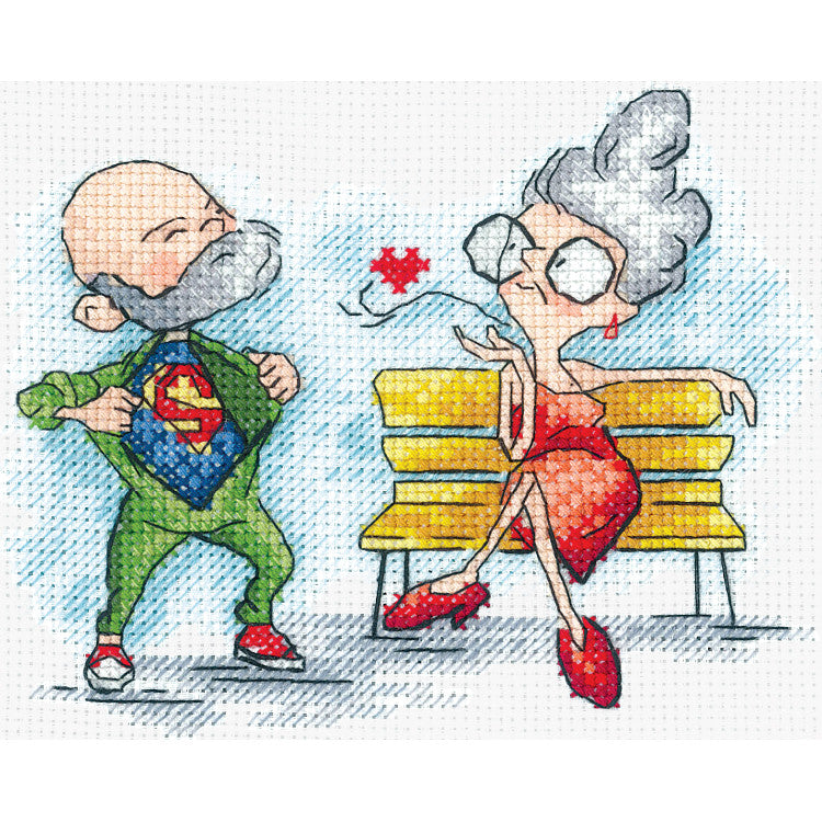 Kit de Punto de Cruz Andriana - "Grandma on a Date" (SANB-25)