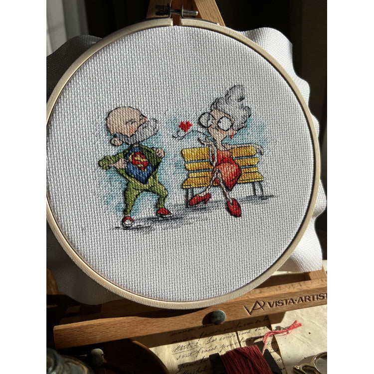 Kreuzstich-Set Andriana SANB-25 Grandma on a Date 13,5 x 10,5 cm