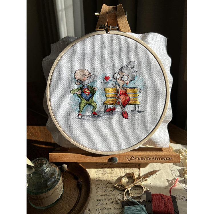 Kreuzstich-Set Andriana SANB-25 Grandma on a Date 13,5 x 10,5 cm
