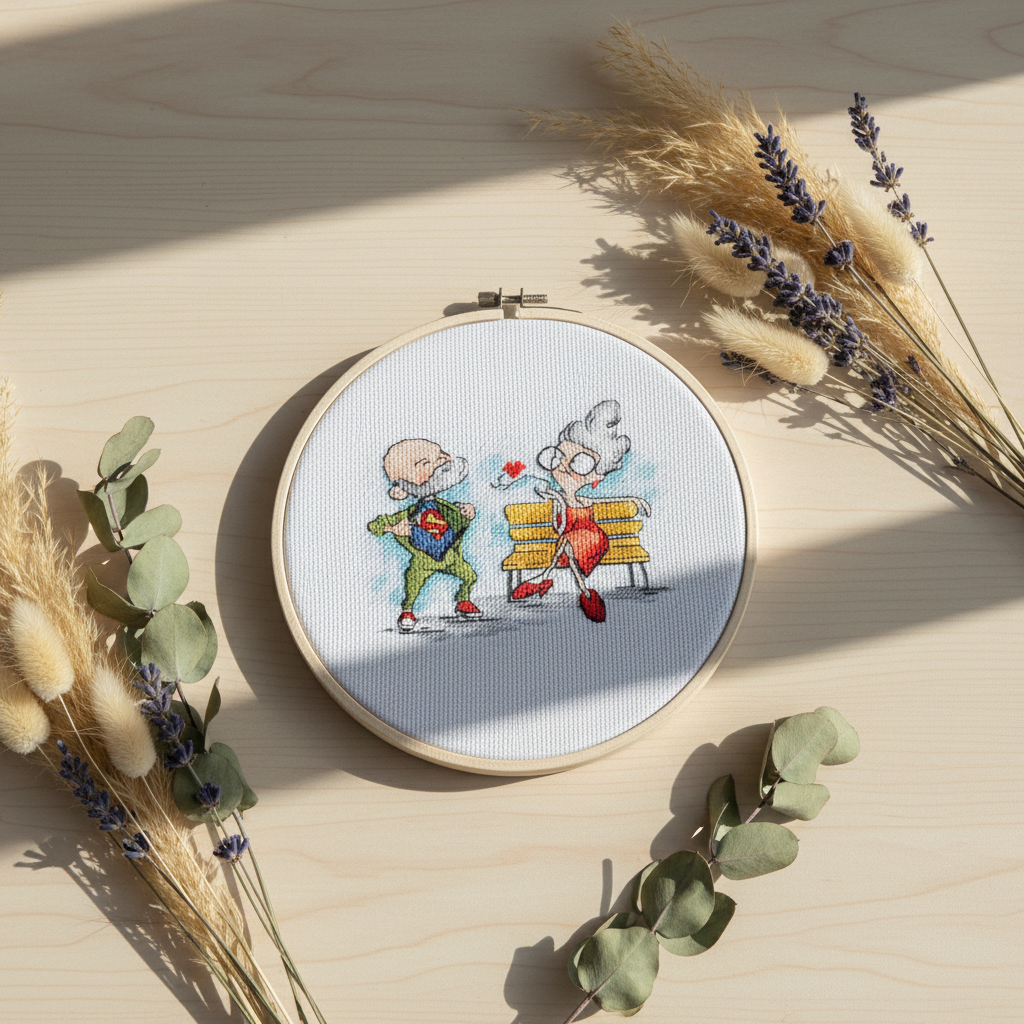 Kreuzstich-Set Andriana SANB-25 Grandma on a Date 13,5 x 10,5 cm