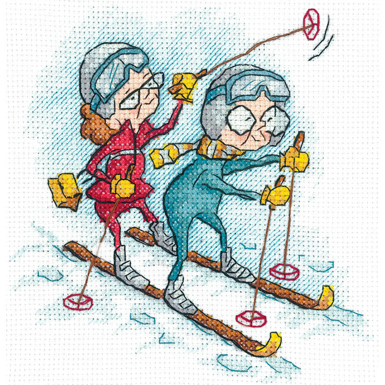 Kit de Punto de Cruz Andriana - "Grandmothers Skiers" (SANB-24)