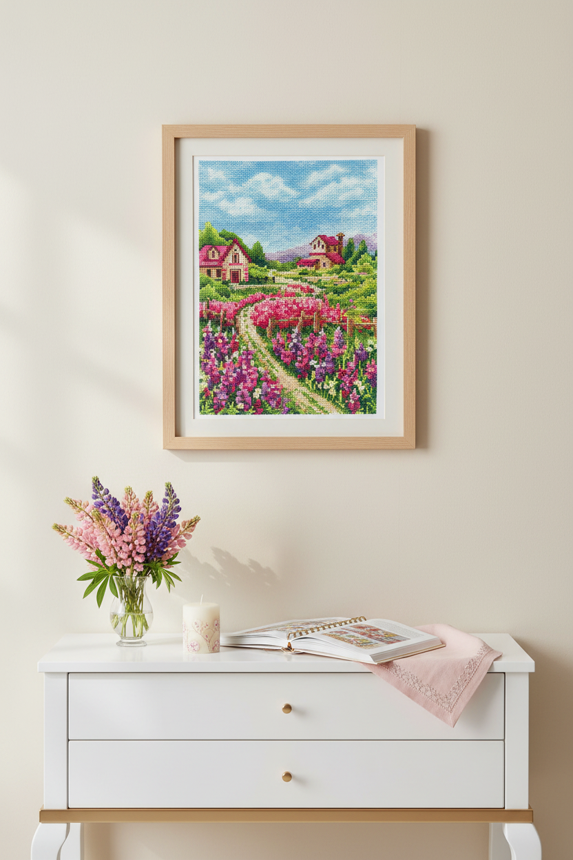Cross stitch kit "Landscape with lupines" SANP-67 Andriana