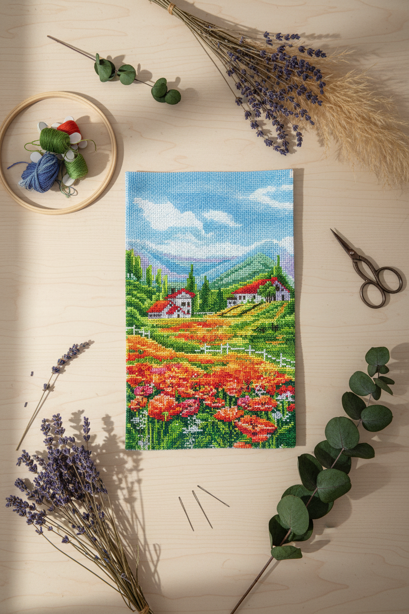 Cross stitch kit "Landscape with poppies" SANP-66 Andriana