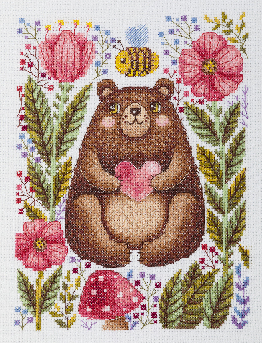 KLART cross stitch kit "Teddy bear with bees" 8-542