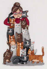 Kit de Punto de Cruz KLART "Nunca Pueden Haber Demasiados Gatos" KL8-541
