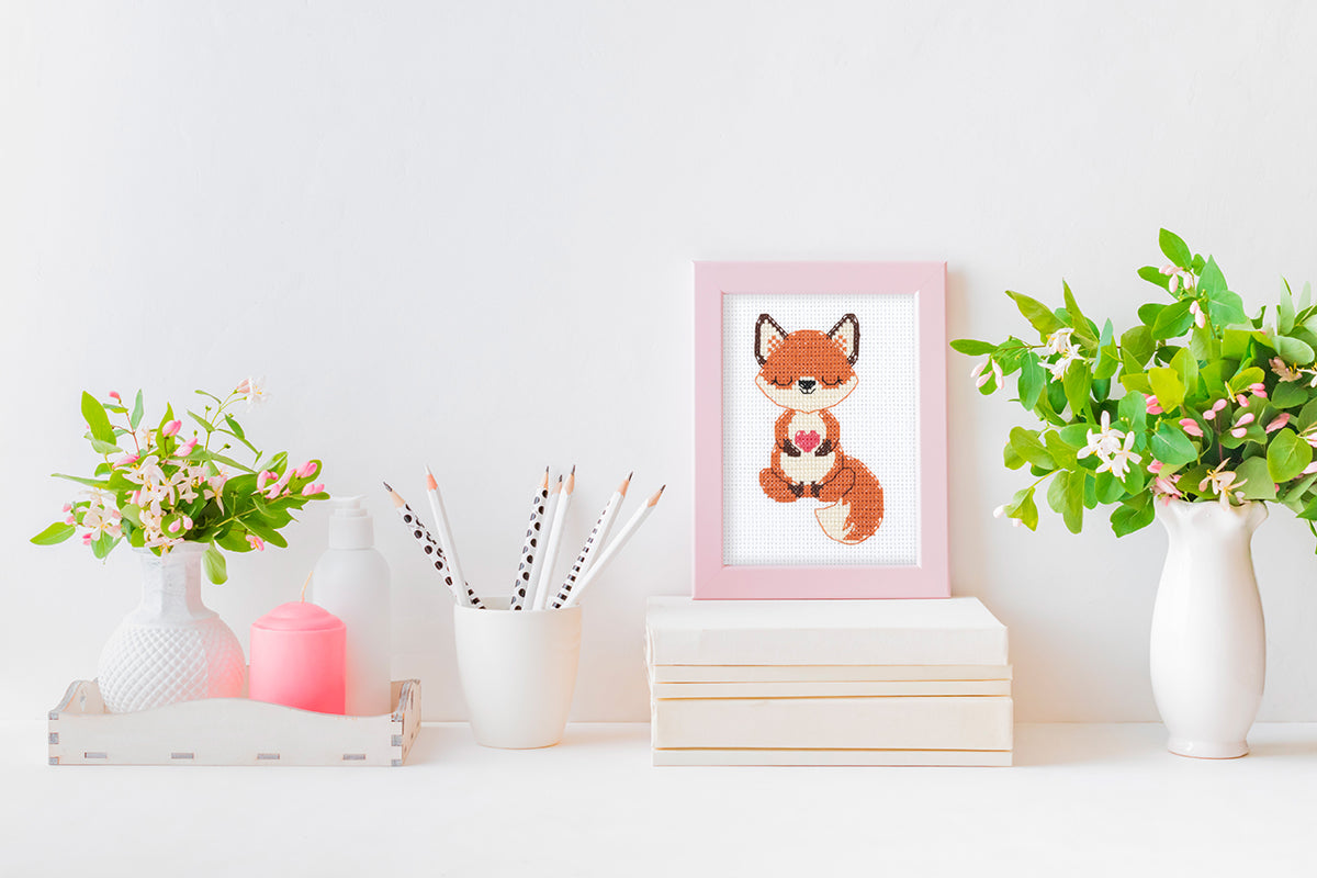 Kit de punto de cruz KLART "The fox in love" 12-069