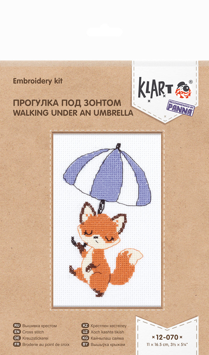 Kit de punto de cruz KLART "Walking under an umbrella" 12-070