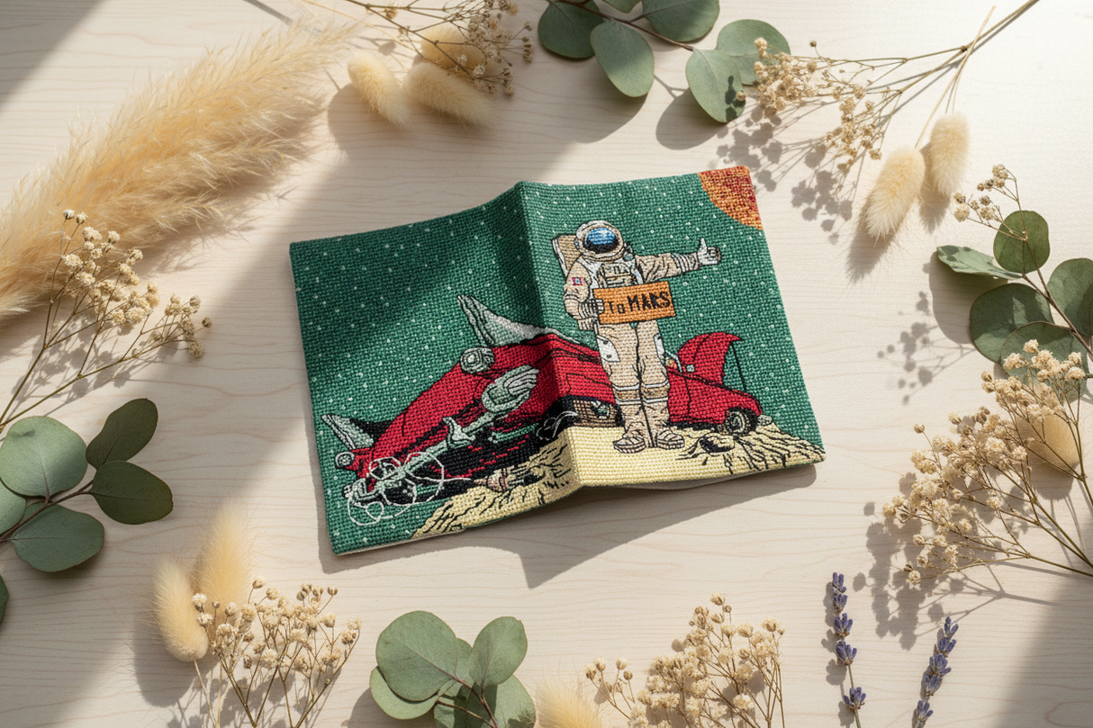 Kit de punto de cruz PANNA “Funda para pasaporte. To Mars” POP-7394