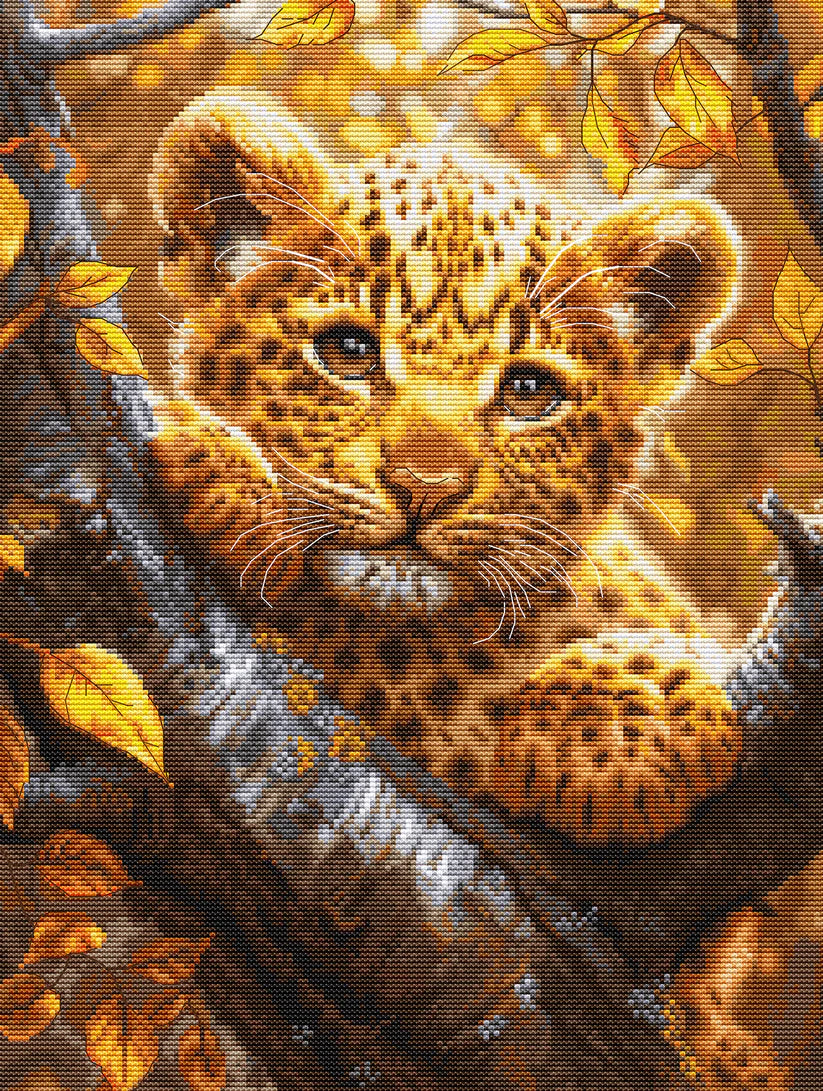 Counted Cross Stitch Kit - Leopard Cub at Sunrise, BU5068