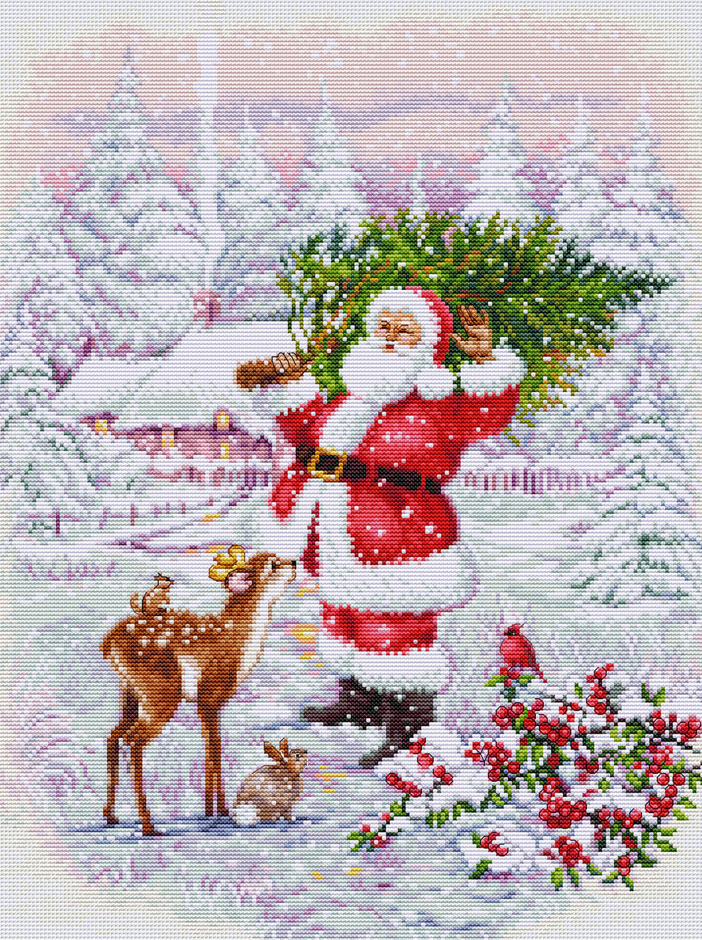 Kit de punto de cruz Luca-S – Santa With Tree, BU5098