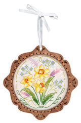 Cross Stitch Embroidery on Wooden Base "Miniature. Spring Flowers" SO-093 by MP Studia