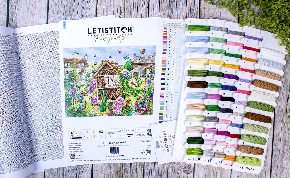 Letistitch L8104 "Busy Bee Hotel" Cross Stitch Kit – Nature 41x30 cm