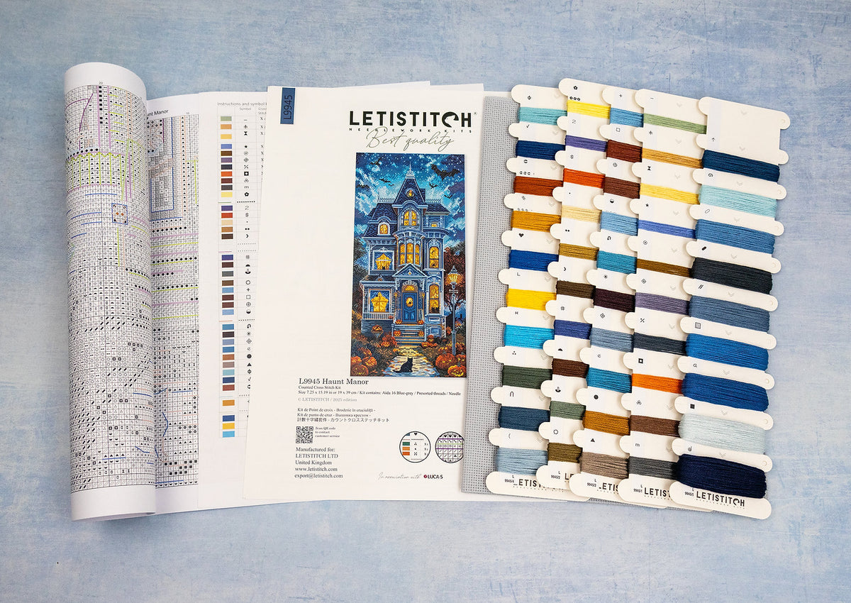 Letistitch L9945 "Haunted Manor" Cross Stitch Kit - Halloween 19x39 cm
