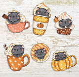 Kit de Punto de Cruz "Gatitos en Tazas de Calabaza" L8092 de Letistitch - Juego de 6