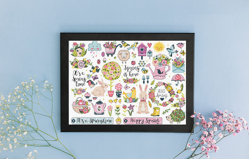 Kit de Punto de Cruz Letistitch L9937 "Muestrario de Primavera" – Paisaje 32x22 cm
