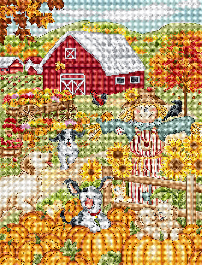 Kit Punto Croce Letistitch L9936 "Fattoria autunnale (Autumn Farm)" – Paesaggio 27x35 cm
