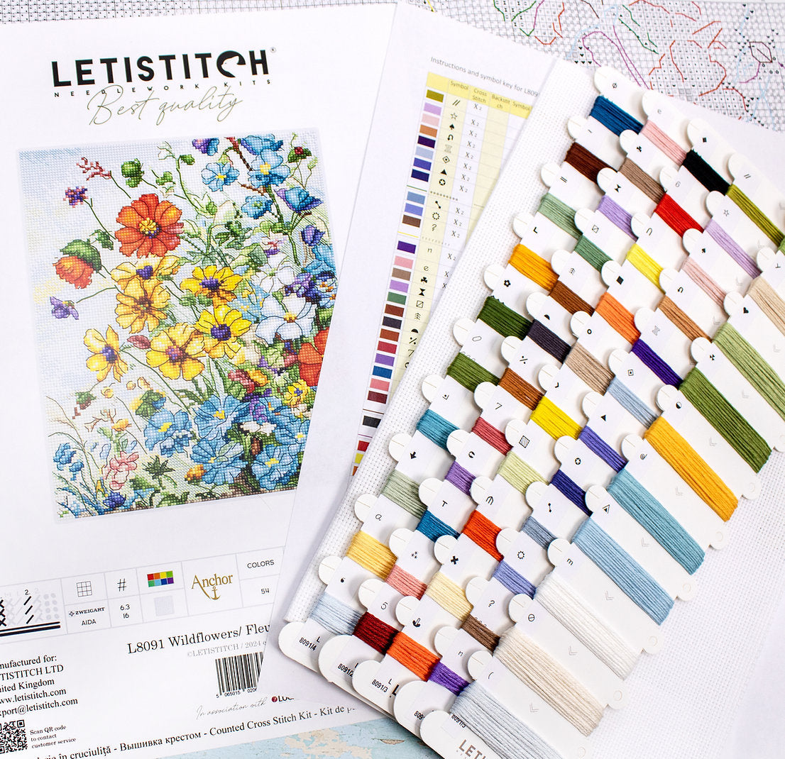 Letistitch 'Fleurs sauvages' Kit de point de croix L8091 - Charme et détails naturels