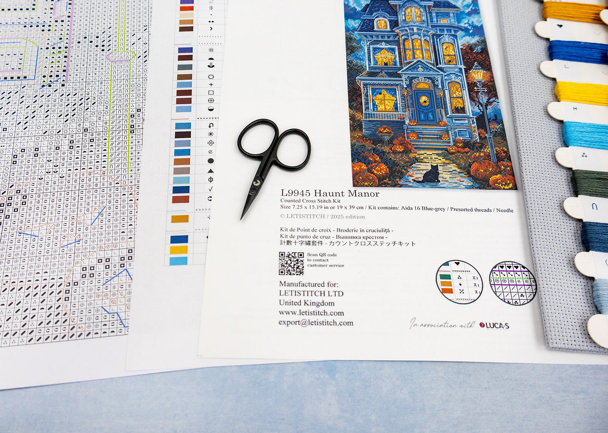 Letistitch L9945 "Haunted Manor" Cross Stitch Kit - Halloween 19x39 cm