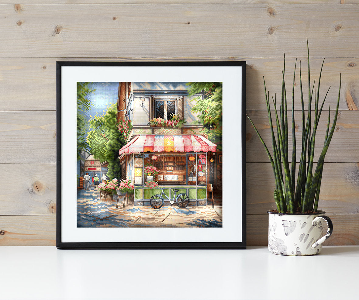 Kreuzstich-Set Letistitch L8101 "Eckladen (Corner Shop)" – Landschaft 24x24 cm