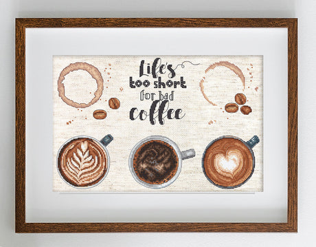 Letistitch Cross Stitch Kit L8097 "Life is Too Short for Bad Coffee"