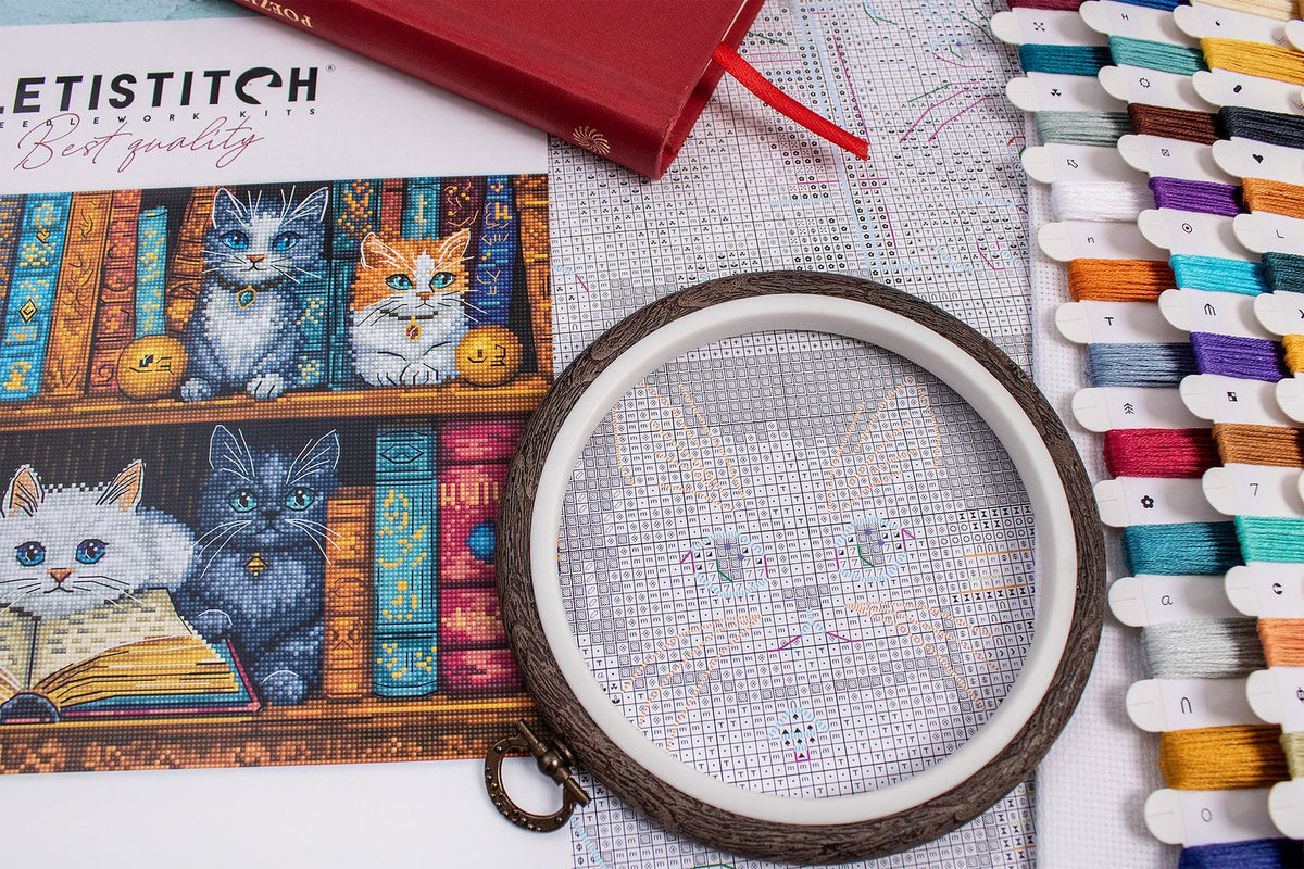 Kreuzstich-Set Letistitch L9917 „Bücherregal (Bookshelf)“ – Landschaft 32x22 cm