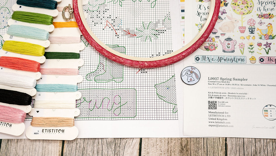 Kit de Punto de Cruz Letistitch L9937 "Muestrario de Primavera" – Paisaje 32x22 cm