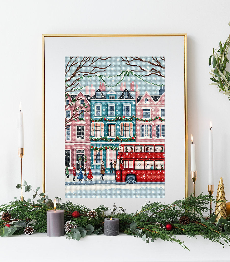 Kreuzstich-Set Letistitch L9919 "Schneefall in London (London Snowfall)" – Stadt 19x27 cm