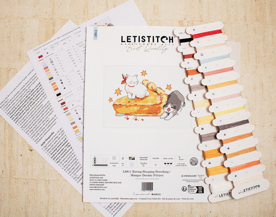 Cross Stitch Kit "Eat Sleep Stretch" - LETISTITCH L8811