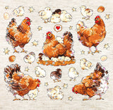 Cross Stitch Kit "Pied Hens" - LETISTITCH L8819
