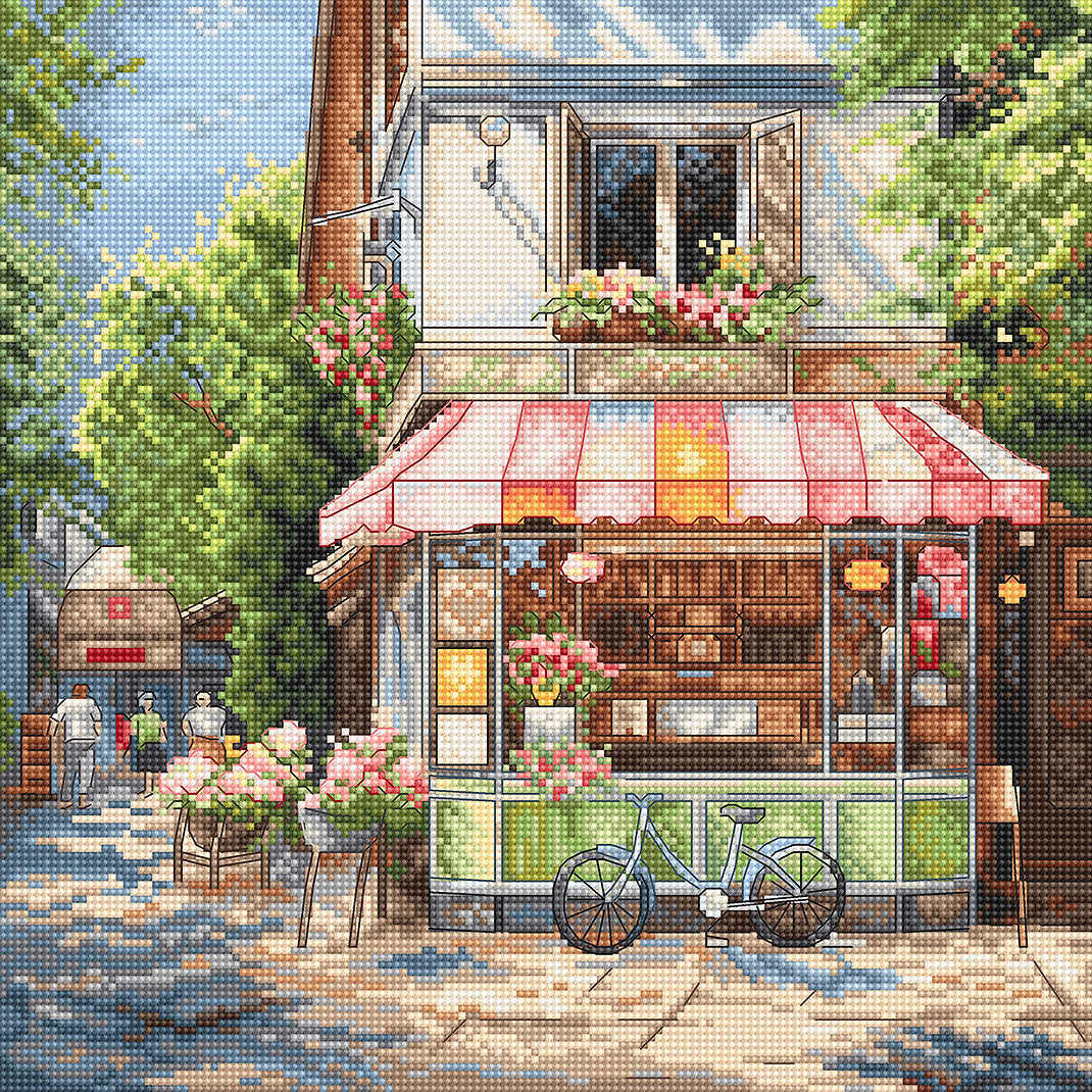 Kreuzstich-Set Letistitch L8101 "Eckladen (Corner Shop)" – Landschaft 24x24 cm