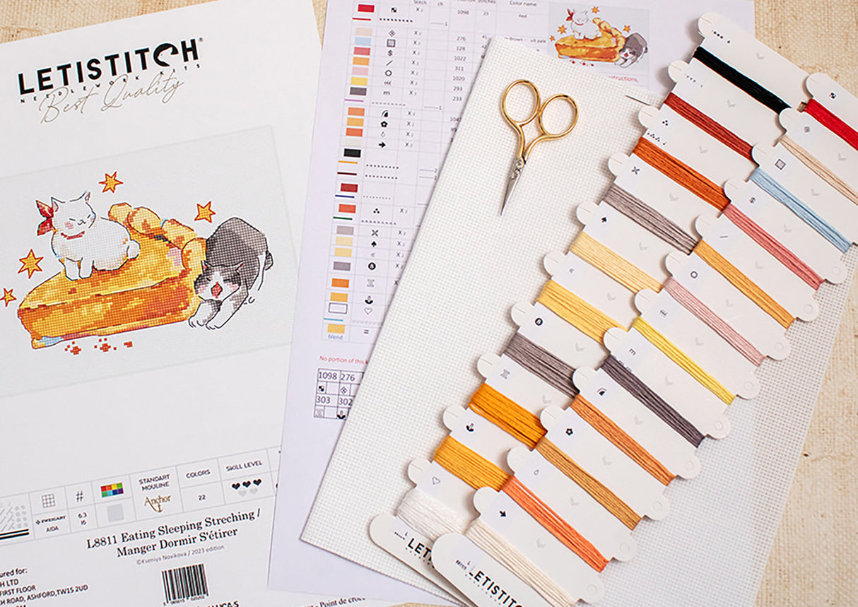 Cross Stitch Kit "Eat Sleep Stretch" - LETISTITCH L8811
