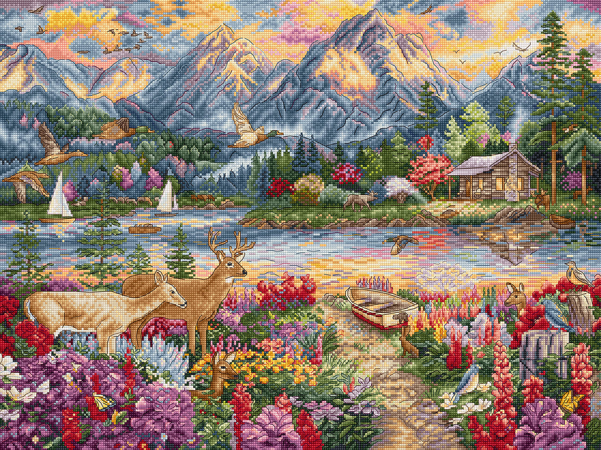 Kit de point de croix « Splendeur printanière à la montagne » – Letistitch L9939