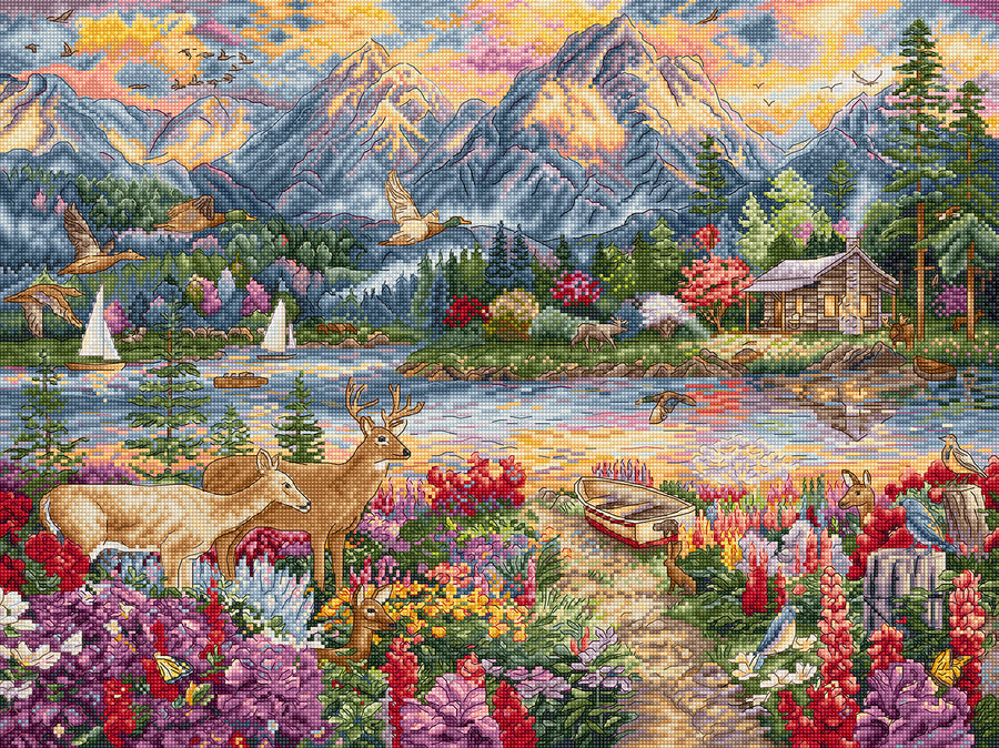Kit de Punto de Cruz "Esplendor Primaveral en la Montaña" – Letistitch L9939