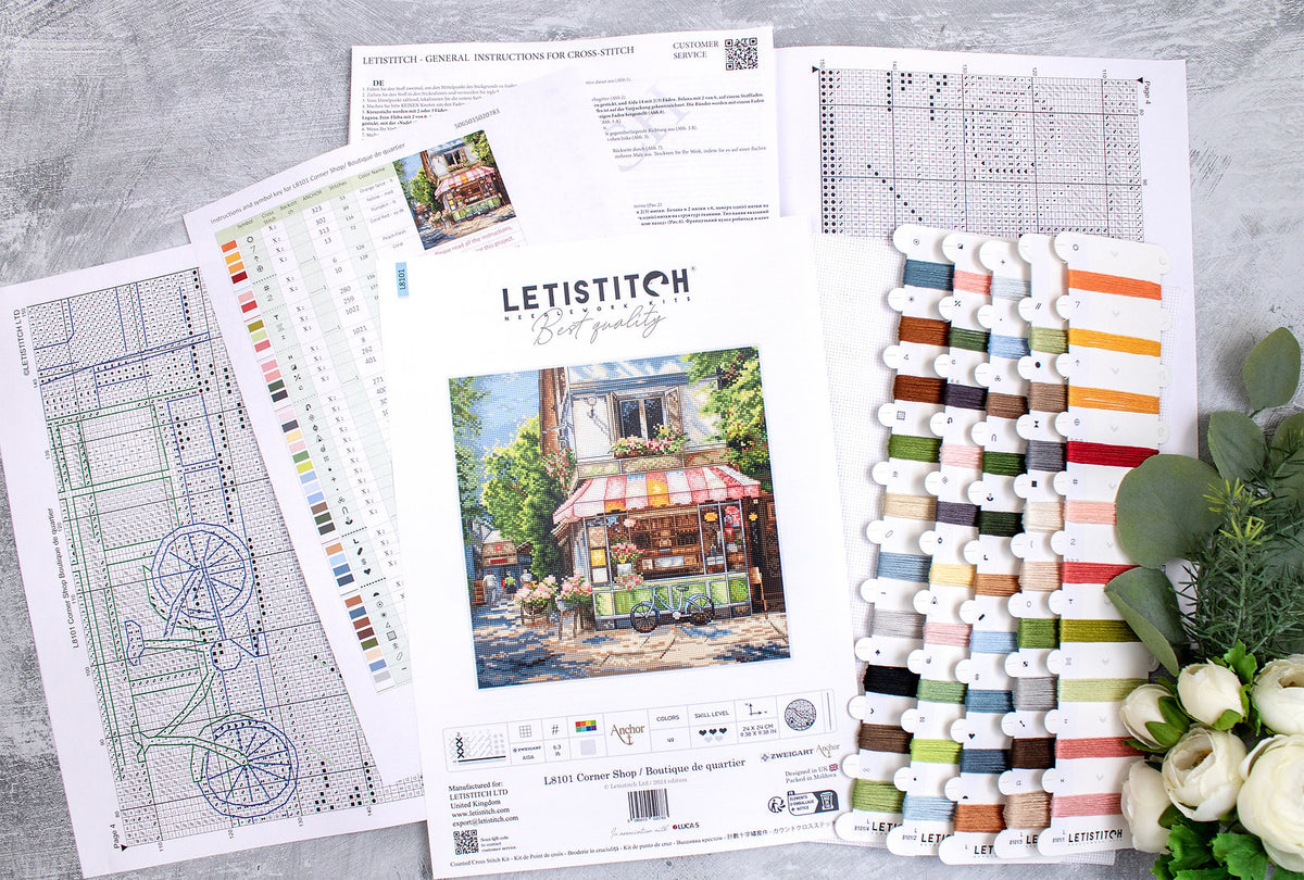 Kreuzstich-Set Letistitch L8101 "Eckladen (Corner Shop)" – Landschaft 24x24 cm