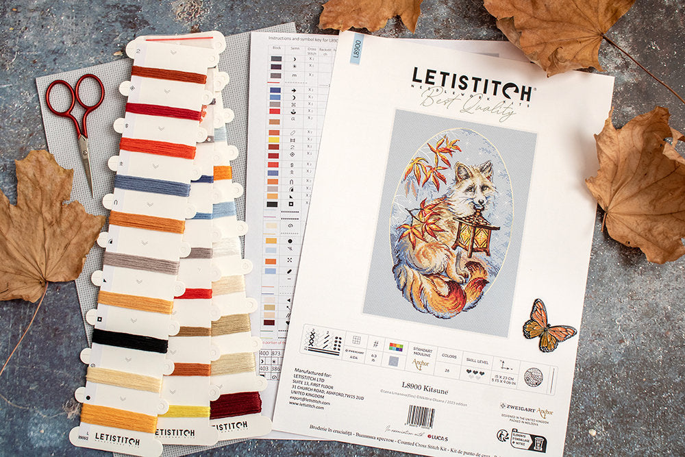 Contenido del kit: hilos, tela y aguja – Kitsune