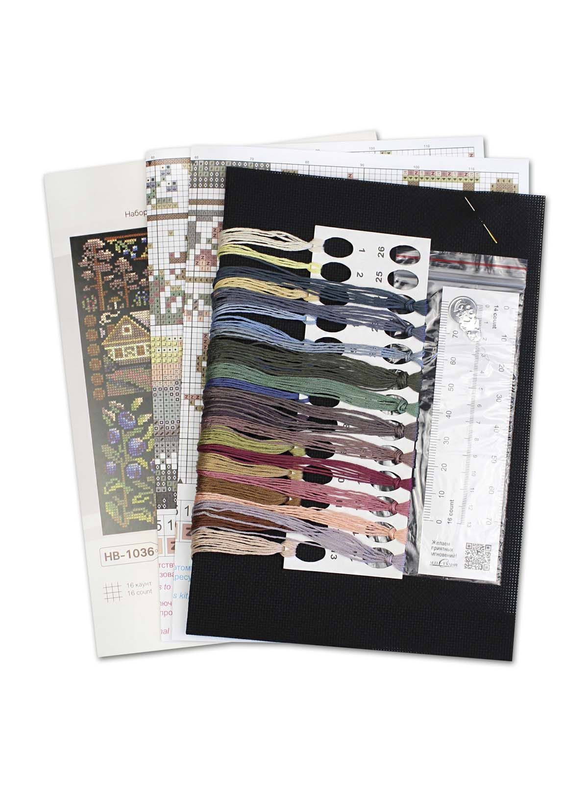 Kit de punto de cruz MP Studia SNV-1036 Sampler Dawn in the Village – Amanecer en el Pueblo 19x19 cm