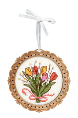 Miniature – Bouquet de tulipes – Broderie sur socle en bois MP Studia SO-138