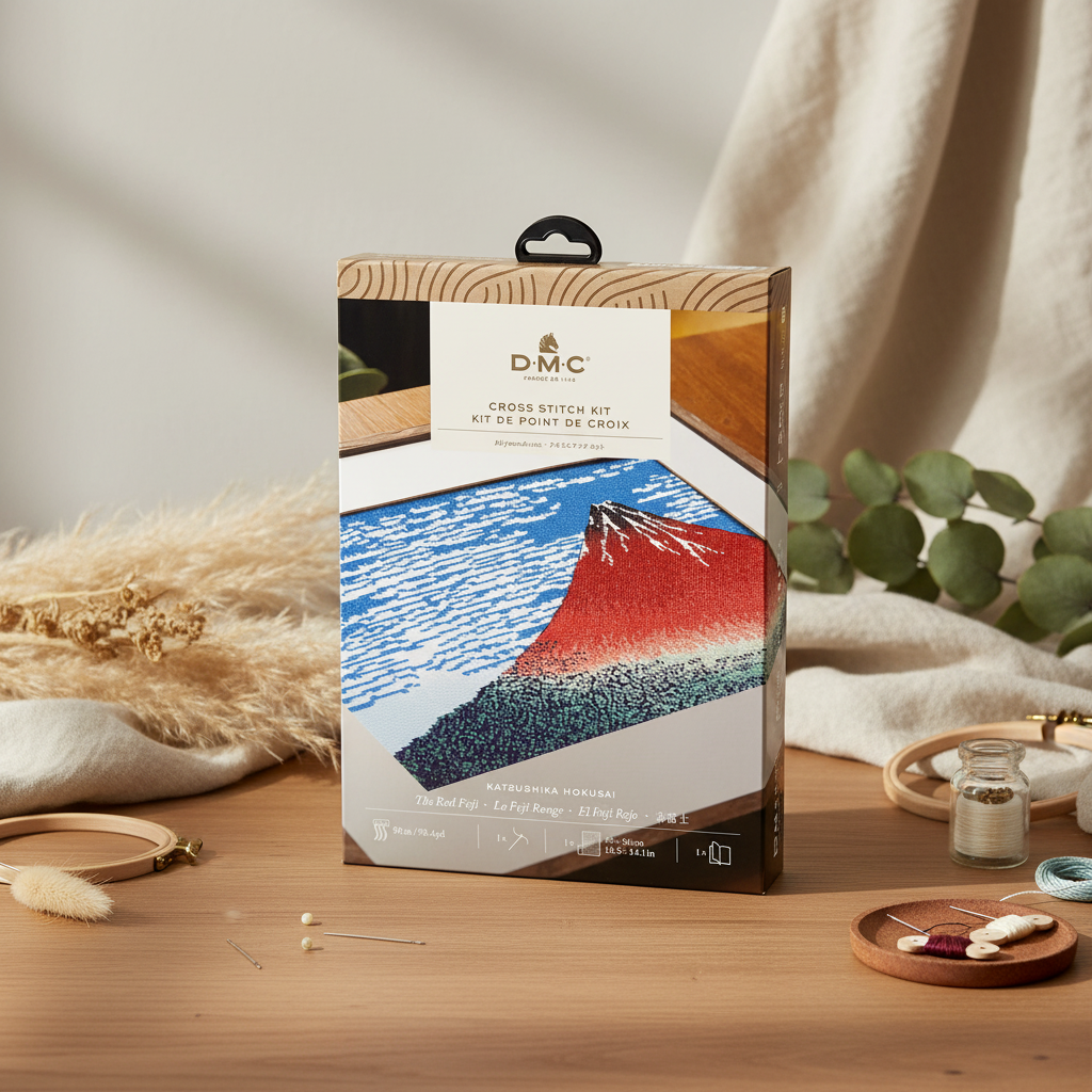 El Fuji Rojo de Katsushika Hokusai – Kit de Punto de Cruz Avanzado DMC BK1997