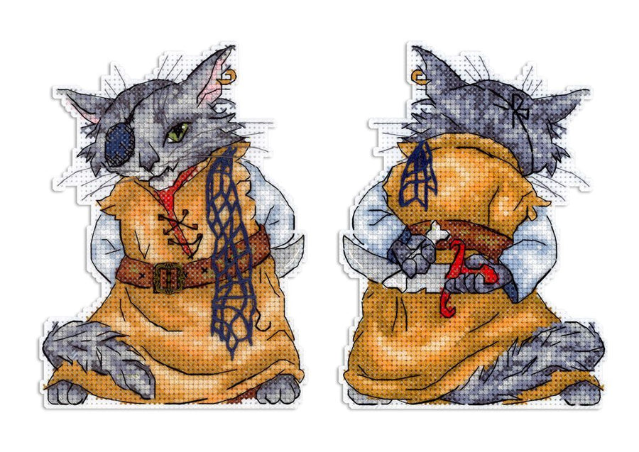 Kit de punto de cruz en lienzo plástico MP Studia SR-1180 – Basilio el Gato | Canvas plástico 14 ct 14x10 cm