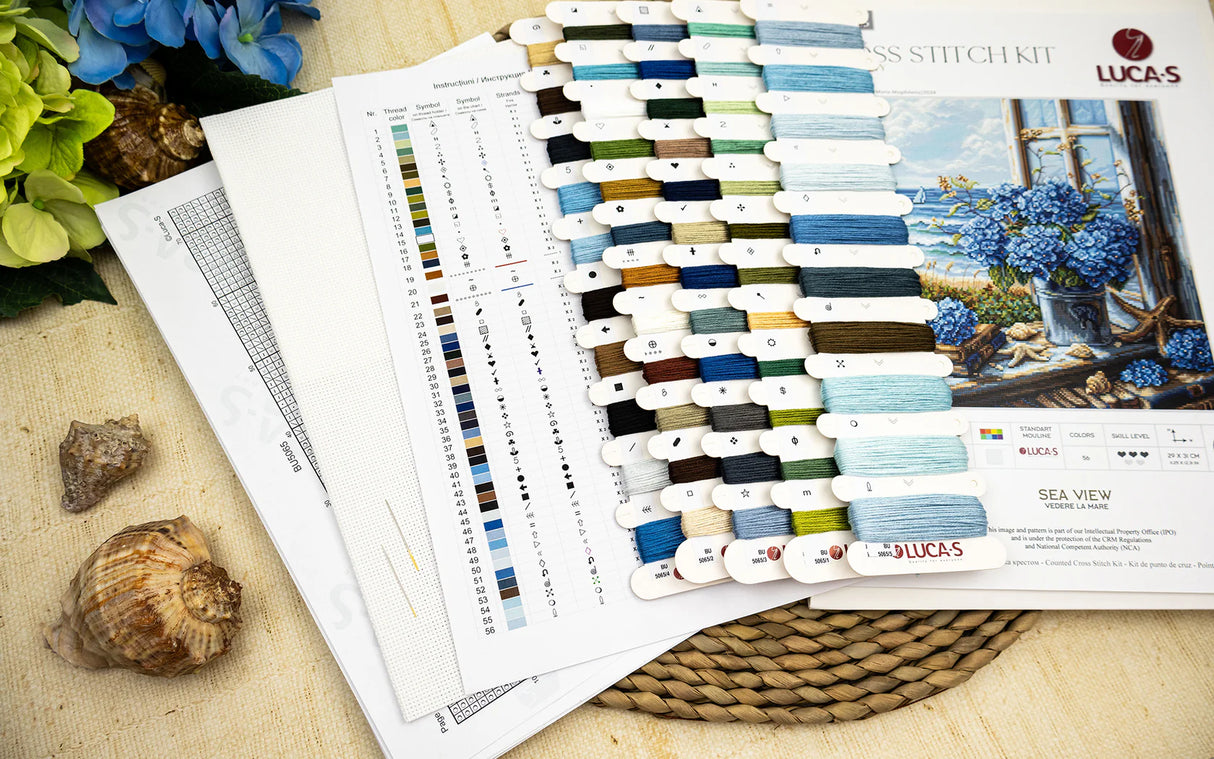 Hilos organizados del kit de punto de cruz Luca-S Vista al Mar BU5065