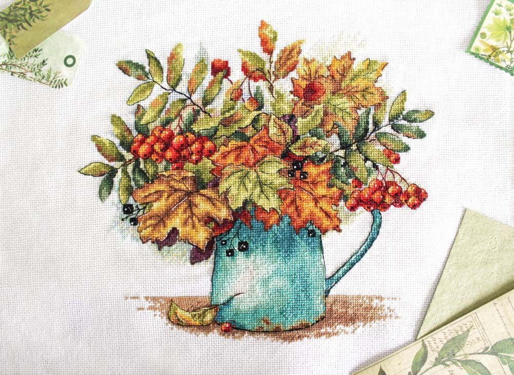 Vista adicional de Kit de punto de cruz MP Studia SNV-878 – Scarlet Bunches of Rowan 23x24 cm